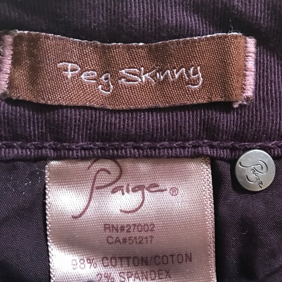 Paige Maroon "Peg Skinny" Jeans size 28 - Picture 5 of 5